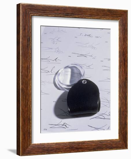 Magnifying Glass on Sheet of Real Dali Signatures-Volker Steger-Framed Photographic Print