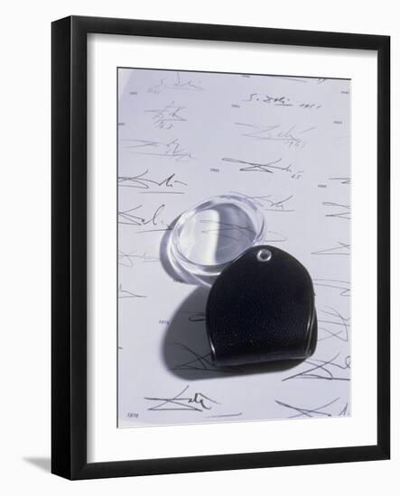 Magnifying Glass on Sheet of Real Dali Signatures-Volker Steger-Framed Photographic Print