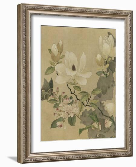 Magnolia and Butterfly-null-Framed Art Print