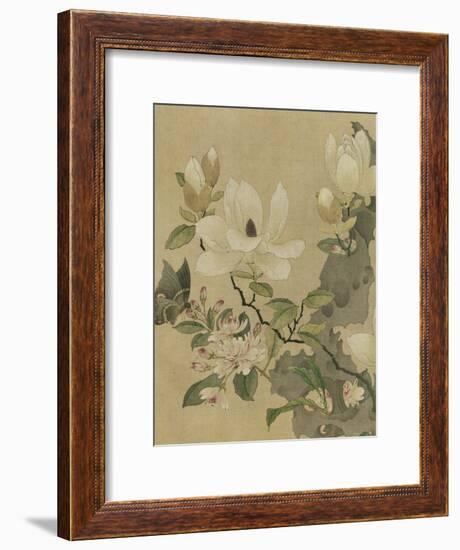 Magnolia and Butterfly-null-Framed Art Print