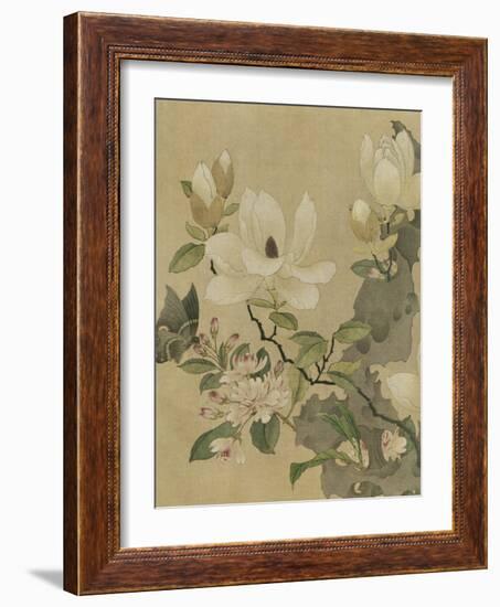 Magnolia and Butterfly-null-Framed Art Print