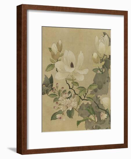 Magnolia and Butterfly-null-Framed Art Print