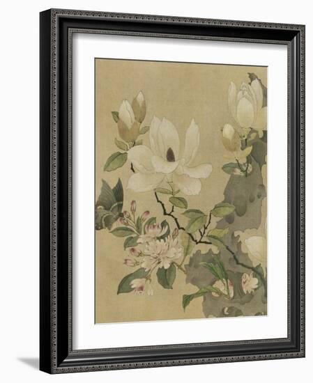 Magnolia and Butterfly-null-Framed Art Print