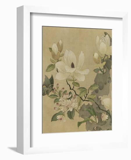 Magnolia and Butterfly-null-Framed Premium Giclee Print