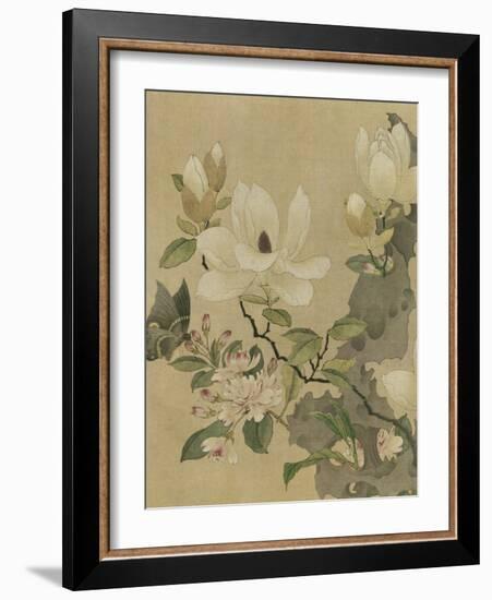 Magnolia and Butterfly-null-Framed Premium Giclee Print