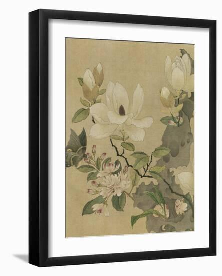 Magnolia and Butterfly-null-Framed Premium Giclee Print