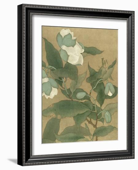 Magnolia and Praying Mantis-null-Framed Art Print