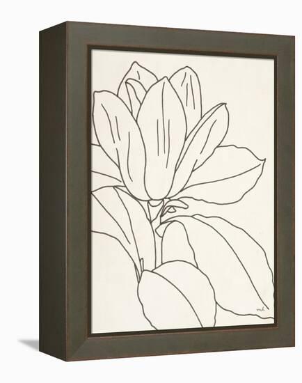 Magnolia Line Drawing v2 Crop-Moira Hershey-Framed Stretched Canvas