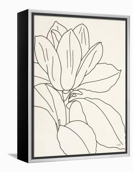 Magnolia Line Drawing v2 Crop-Moira Hershey-Framed Stretched Canvas