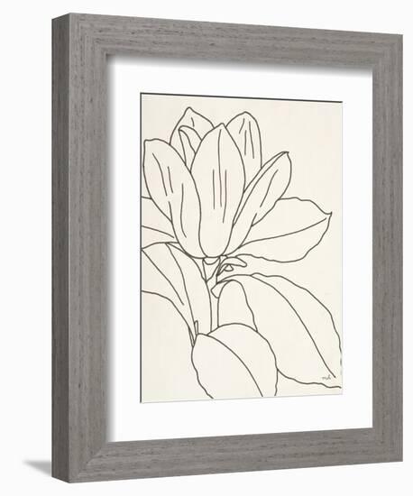 Magnolia Line Drawing v2 Crop-Moira Hershey-Framed Premium Giclee Print