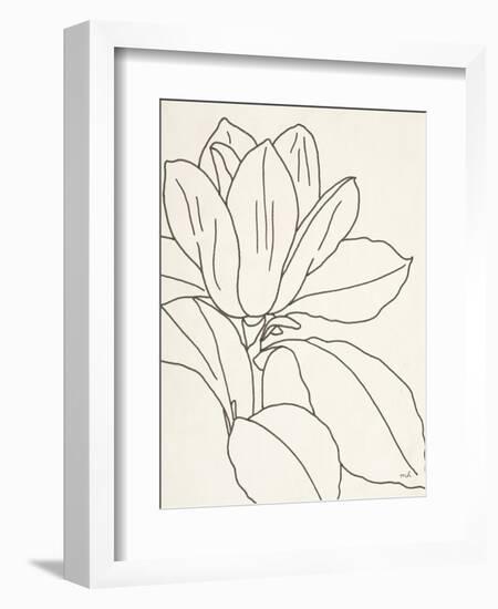 Magnolia Line Drawing v2 Crop-Moira Hershey-Framed Premium Giclee Print