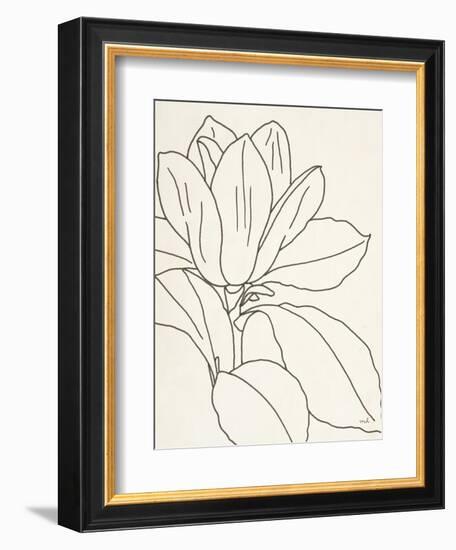Magnolia Line Drawing v2 Crop-Moira Hershey-Framed Premium Giclee Print