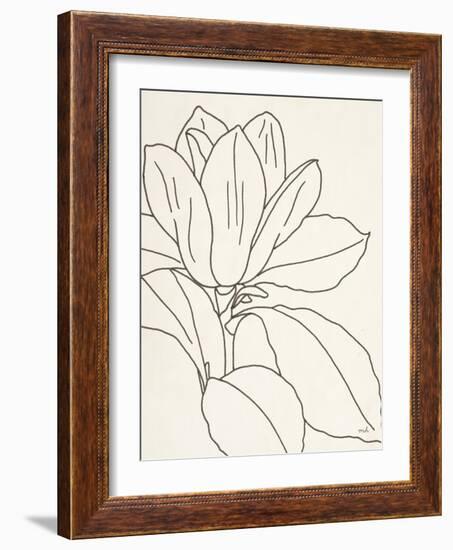 Magnolia Line Drawing v2 Crop-Moira Hershey-Framed Art Print