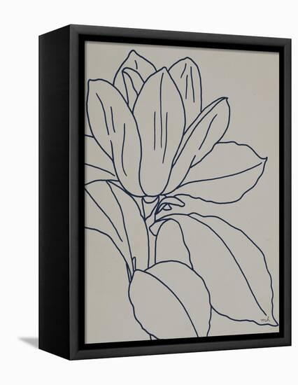 Magnolia Line Drawing v2 Gray Crop-Moira Hershey-Framed Stretched Canvas