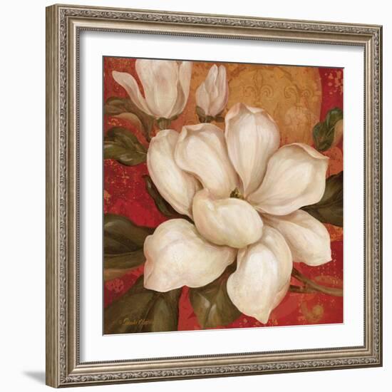 Magnolia on Red I-Pamela Gladding-Framed Art Print