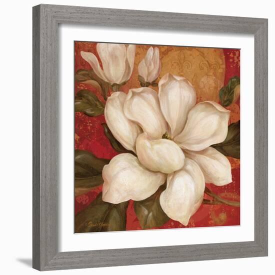Magnolia on Red I-Pamela Gladding-Framed Art Print