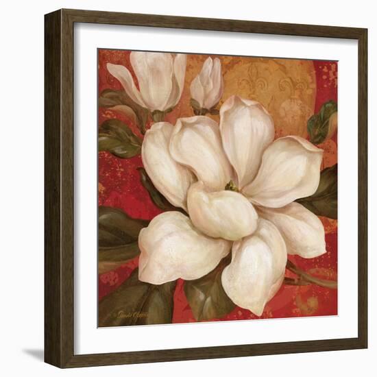 Magnolia on Red I-Pamela Gladding-Framed Art Print