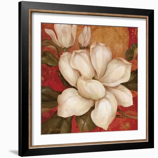 Magnolia on Red I-Pamela Gladding-Framed Art Print