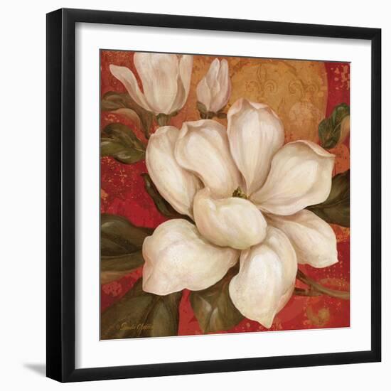 Magnolia on Red I-Pamela Gladding-Framed Art Print