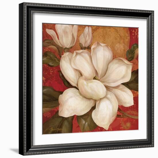 Magnolia on Red I-Pamela Gladding-Framed Art Print