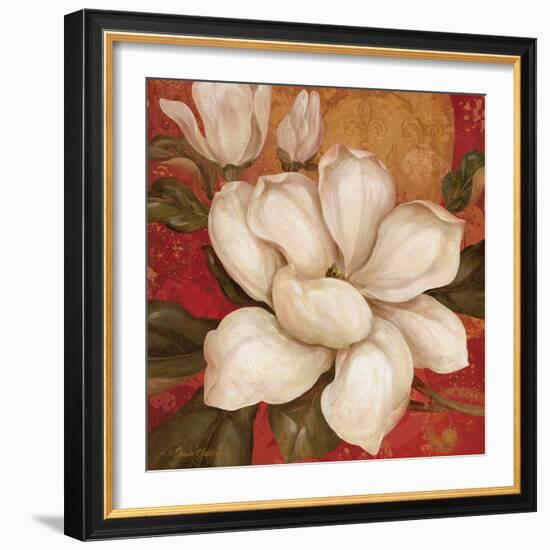 Magnolia on Red I-Pamela Gladding-Framed Art Print