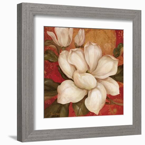 Magnolia on Red I-Pamela Gladding-Framed Art Print