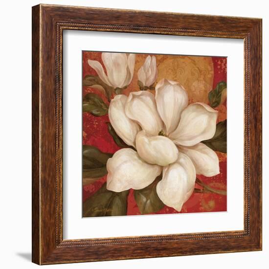 Magnolia on Red I-Pamela Gladding-Framed Art Print