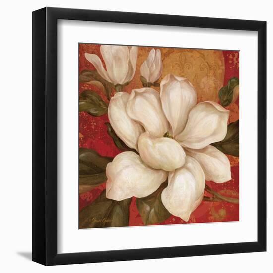 Magnolia on Red I-Pamela Gladding-Framed Art Print