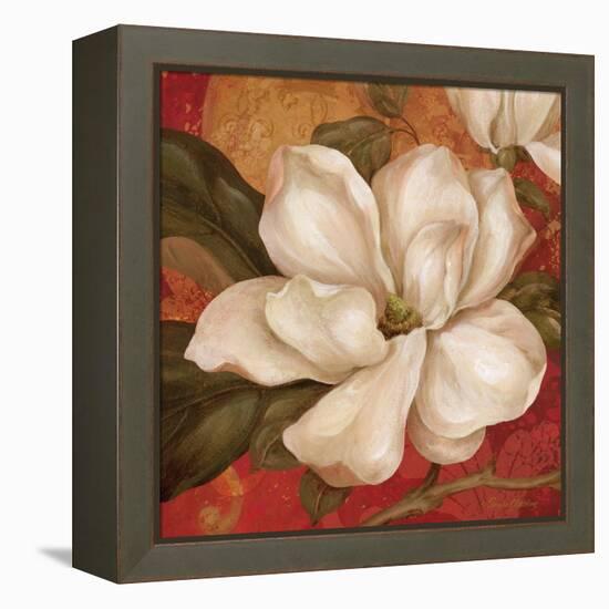 Magnolia on Red II-Pamela Gladding-Framed Stretched Canvas