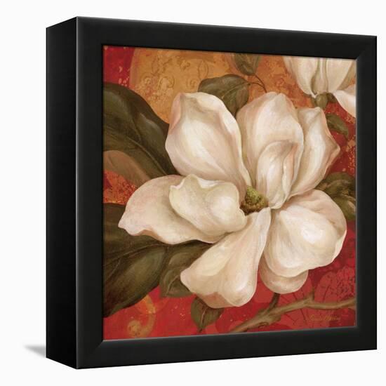 Magnolia on Red II-Pamela Gladding-Framed Stretched Canvas