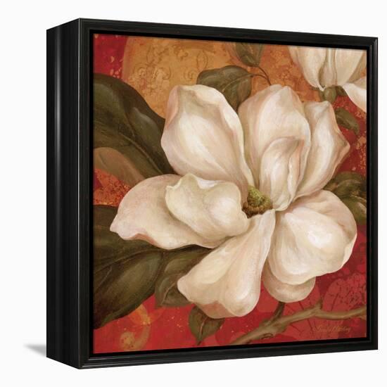 Magnolia on Red II-Pamela Gladding-Framed Stretched Canvas