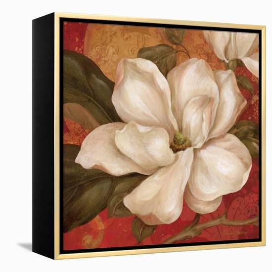 Magnolia on Red II-Pamela Gladding-Framed Stretched Canvas