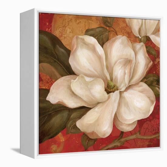 Magnolia on Red II-Pamela Gladding-Framed Stretched Canvas