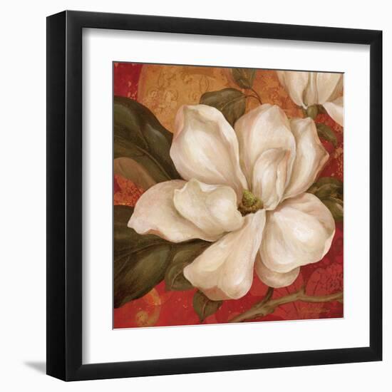 Magnolia on Red II-Pamela Gladding-Framed Art Print