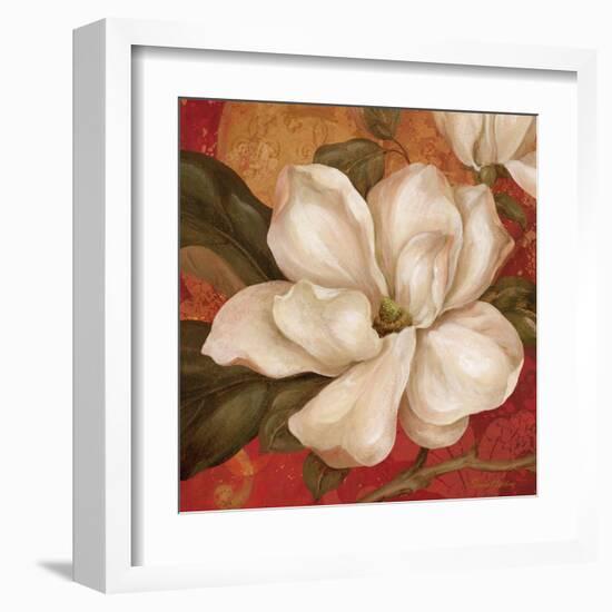 Magnolia on Red II-Pamela Gladding-Framed Art Print