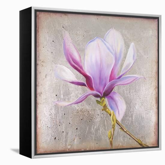 Magnolia on Silver Leaf II-Patricia Pinto-Framed Stretched Canvas