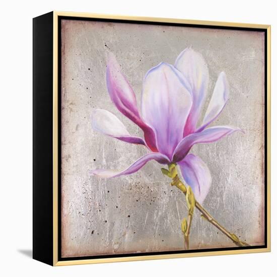 Magnolia on Silver Leaf II-Patricia Pinto-Framed Stretched Canvas