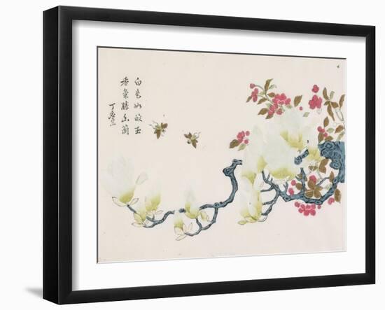 Magnolia, Prunus, Bees-Ding Yingzong-Framed Art Print