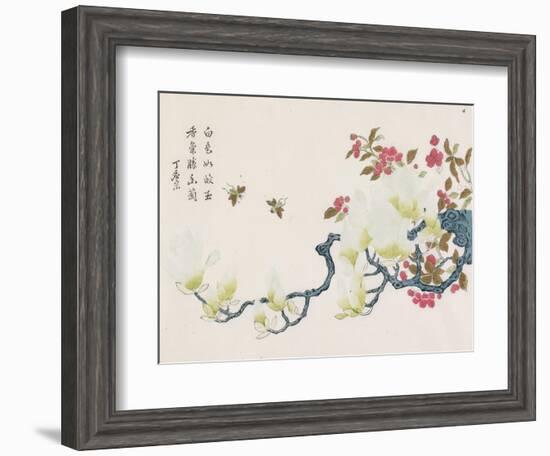 Magnolia, Prunus, Bees-Ding Yingzong-Framed Art Print