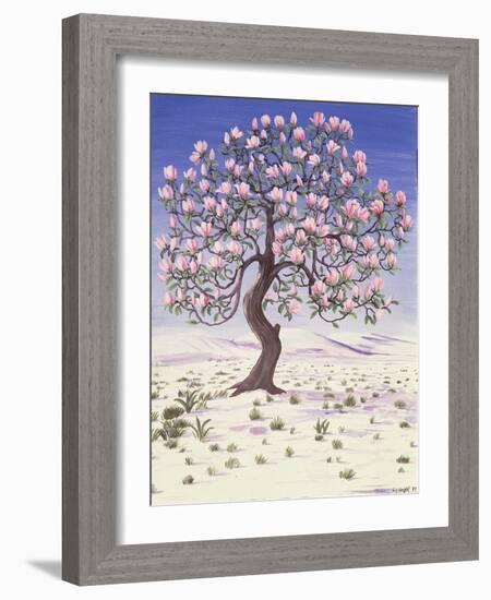 Magnolia Tree in Snow, 1983 (Gouache)-Liz Wright-Framed Giclee Print