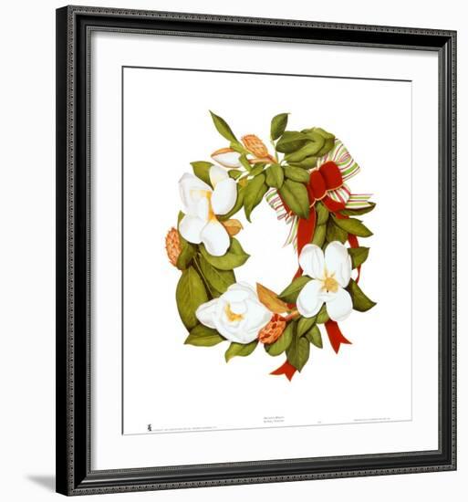 Magnolia Wreath-Nancy Kaestner-Framed Art Print