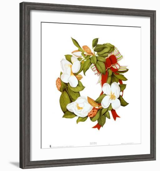 Magnolia Wreath-Nancy Kaestner-Framed Art Print