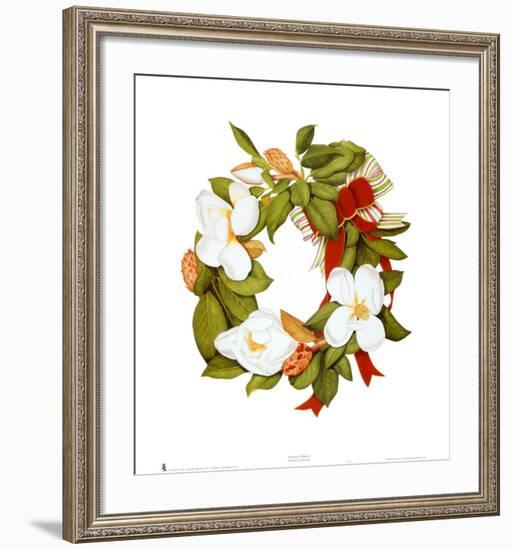 Magnolia Wreath-Nancy Kaestner-Framed Art Print