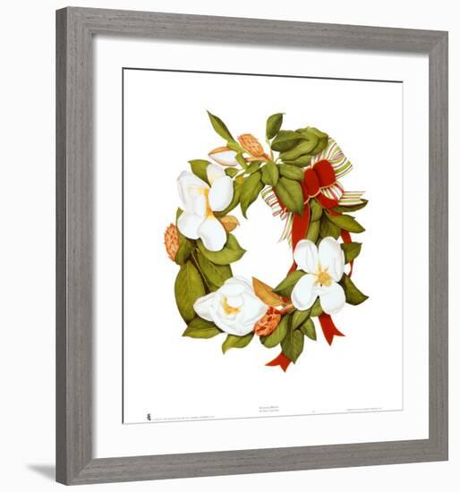 Magnolia Wreath-Nancy Kaestner-Framed Art Print