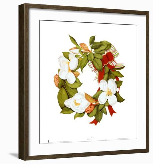 Magnolia Wreath-Nancy Kaestner-Framed Art Print