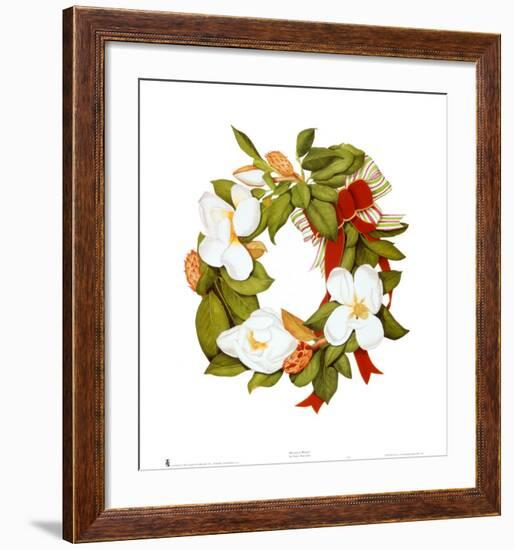 Magnolia Wreath-Nancy Kaestner-Framed Art Print