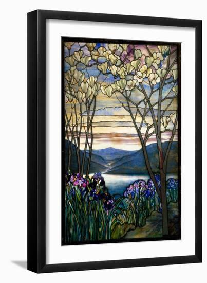 Magnolias and Irises, C.1908 (Leaded Favrile Glass)-Louis Comfort Tiffany-Framed Giclee Print