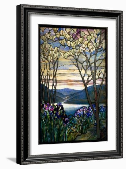 Magnolias and Irises, C.1908 (Leaded Favrile Glass)-Louis Comfort Tiffany-Framed Giclee Print