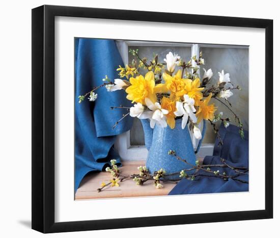 Magnolias and Narcissus-null-Framed Art Print