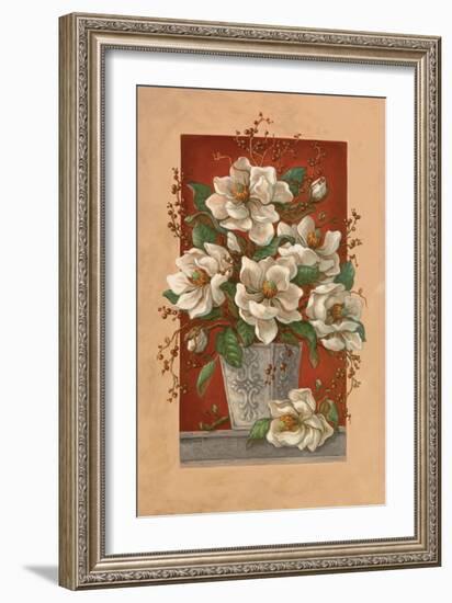 Magnolias En Rouge-Janet Kruskamp-Framed Art Print